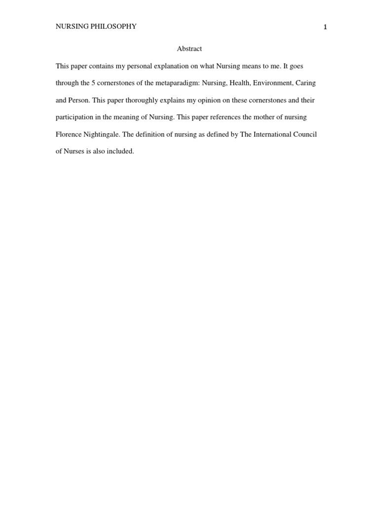 philosophy of nursing ppt personal nursing theory paper